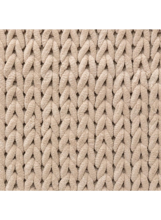 حامل ماكينة تحضير دعاسة حمام مستطيلة سميكة منقوشة بيج كتاني 50x 75سم 174729O - Image 3