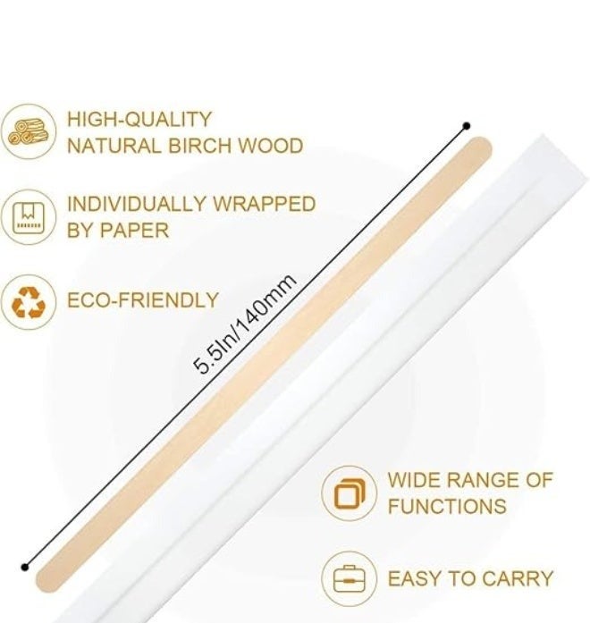 14 cm Disposable Wooden Coffee Stirrers [200 Pack] Individually Wrapped Stir Sticks for Tea, Hot Chocolate and Craft Projects - Image 2