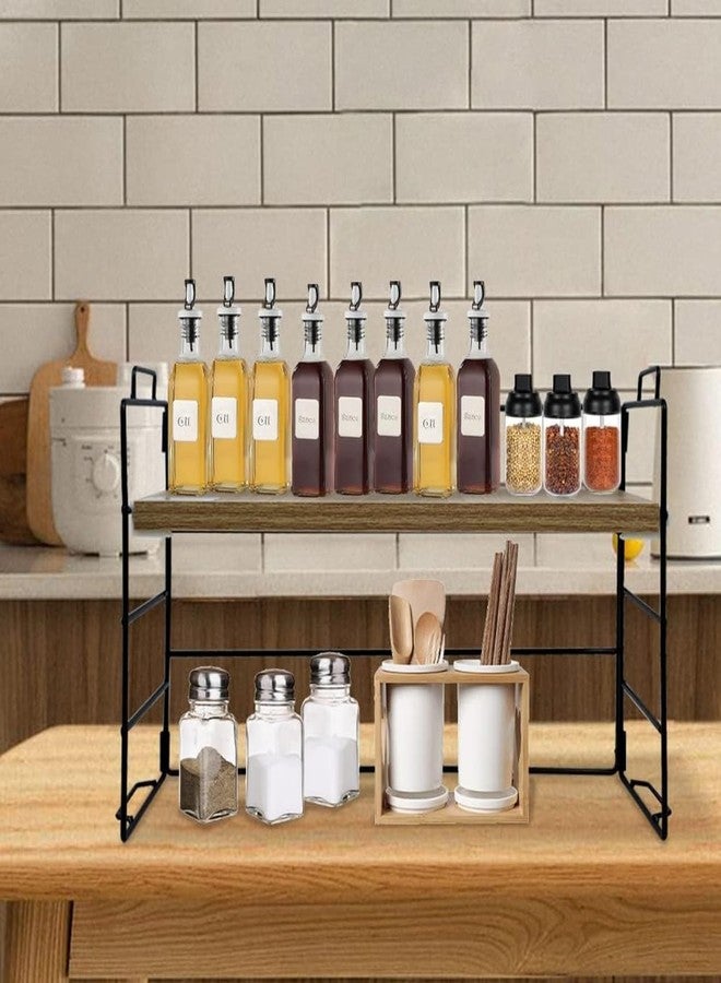 Kiwilon Desk Organiser Office Table – 2 Tier Wooden & Metal Shelf Rack | Desk Organiser Office Table | Organisers for Kitchen Storage Rack & Home Decor - Image 3