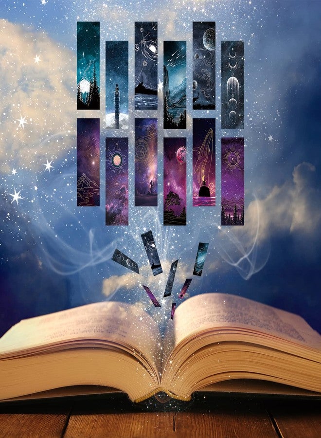 VOCHIC 36 Pieces Night Sky Bookmarks Bulk Bookmarks Double Sided Printing Cool Space Theme Bookmark, VBS Gift for Women, Men, Classroom Gifts Supplies, Book Lovers(6" x 1.96") - Image 3