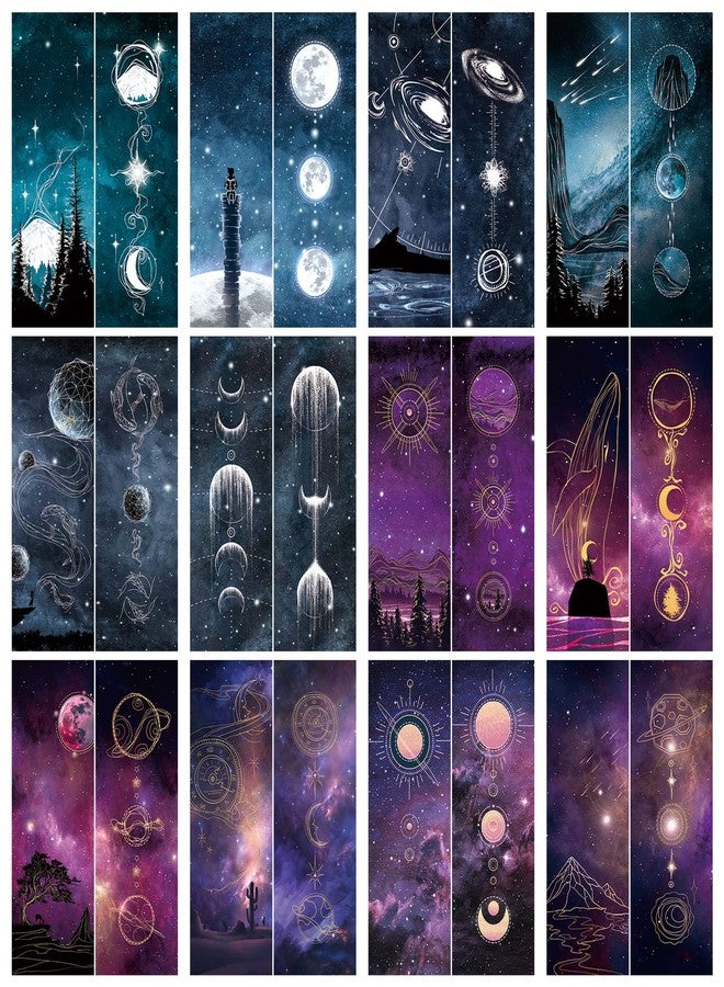 VOCHIC 36 Pieces Night Sky Bookmarks Bulk Bookmarks Double Sided Printing Cool Space Theme Bookmark, VBS Gift for Women, Men, Classroom Gifts Supplies, Book Lovers(6" x 1.96") - Image 1