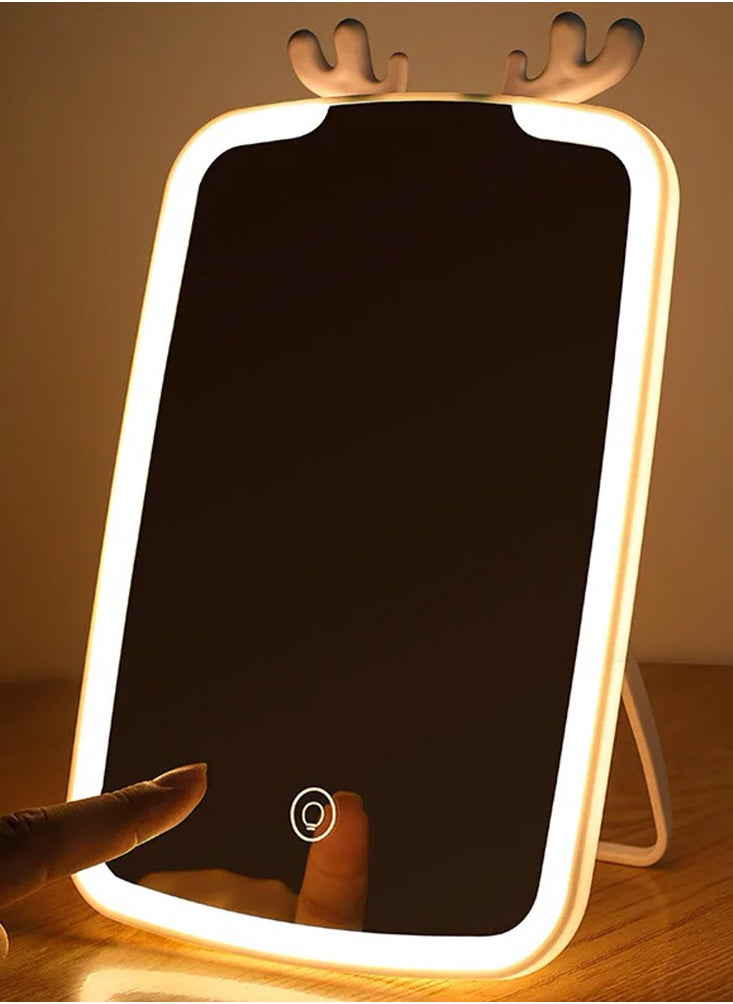 Lutors - High Definition Rectangular Makeup Mirror with LED Light and Durable ABS Base - Image 1