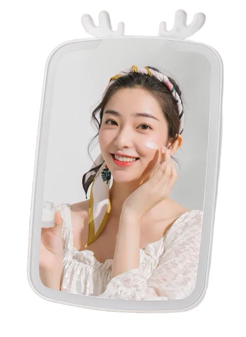 High Definition Rectangular Makeup Mirror with LED Light and Durable ABS Base