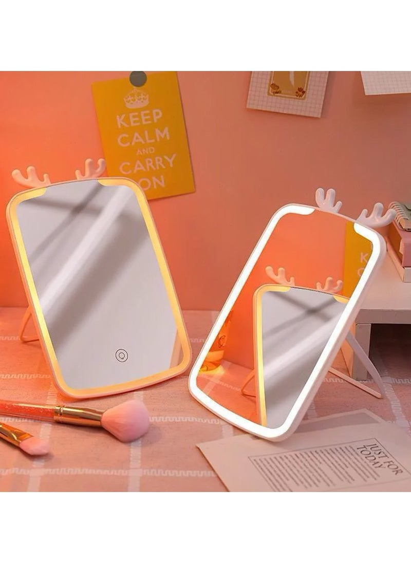 Lutors - High Definition Rectangular Makeup Mirror with LED Light and Durable ABS Base - Image 1