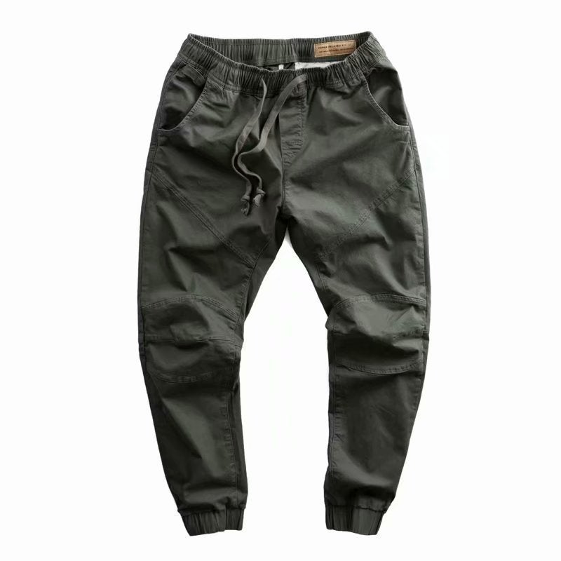 Korean style solid color overalls mens fashion brand ankle-tied labor protection pants spring and autumn mens loose casual pants one-piece delivery CPH-1538 Army Green (twill cotton)