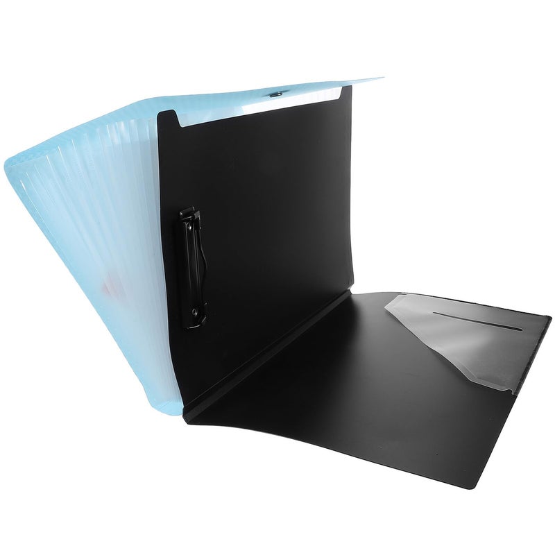 Expandable Multi Pocket Accordion File Folder Portable Document Organizer Blue - Image 2