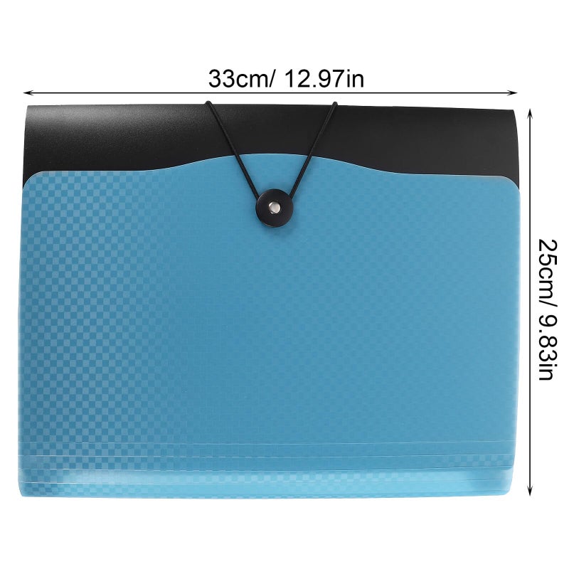 Expandable Multi Pocket Accordion File Folder Portable Document Organizer Blue - Image 3