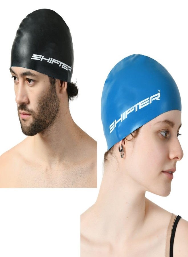 SHIFTER 2-in-1 Reversible Swimming Cap for Men & Women | Unisex Swim Cap for Girls, Boys & Adults | Comfortable Fit for Long Hair | Lightweight Swim Cap for Swimming Accessories - Image 1