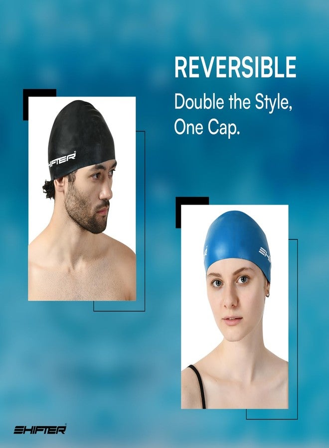 SHIFTER 2-in-1 Reversible Swimming Cap for Men & Women | Unisex Swim Cap for Girls, Boys & Adults | Comfortable Fit for Long Hair | Lightweight Swim Cap for Swimming Accessories - Image 2