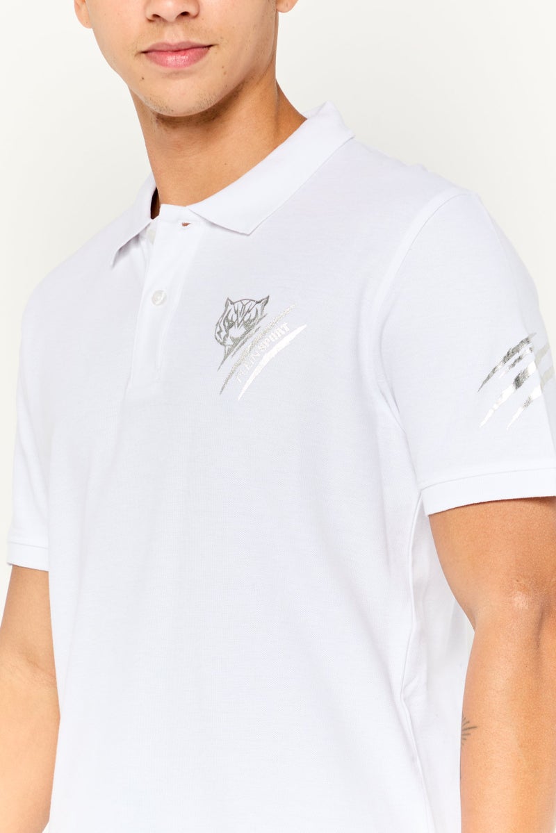 PHILIPP PLEIN تي شيرت بولو رياضي للرجال بأكمام قصيرة من بلاين سبورت، أبيض - Image 3