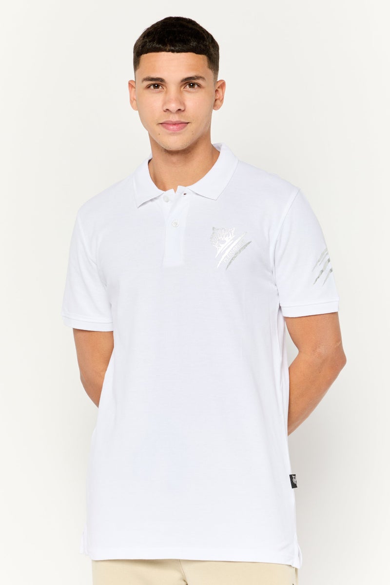 PHILIPP PLEIN تي شيرت بولو رياضي للرجال بأكمام قصيرة من بلاين سبورت، أبيض - Image 1
