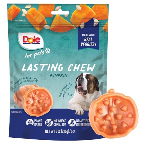 Dole for Pets Freshly Fetched Lasting Chew, Pumpkin Flavor Dog Treats, 8oz, 5ct | Flavored with Real Veggies, No Wheat, Corn, Soy, Artificial Flavors, Colors, Preservatives, or Animal Products - Image 1