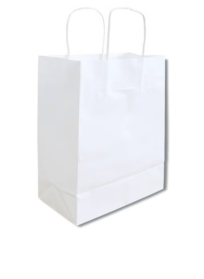 Medium Size White Gift Paper Bag 21×11×27cm  Kraft Paper Bag Bride Birthday Gift Bag Wedding Celebrations Bags for Party 12 Pieces Ramadan Eid Gift Bags - Image 2