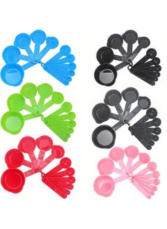 12pcs/set, Plastic Measuring Cups And Spoons Set With Engraved Metric/US Markings Kitchen Measuring Tool, Stackable Measure Cup And Spoon For Liquid & Dry Measuring, Cooking & Baking, Multicolor