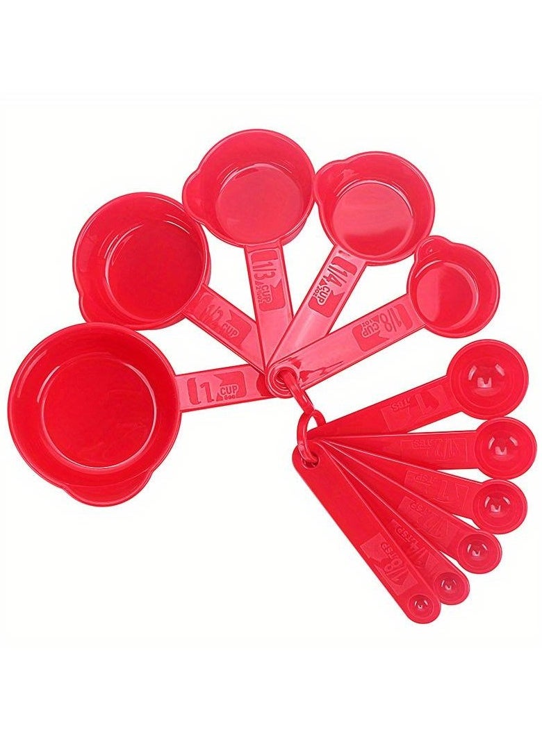 Generic - 12pcs/set, Plastic Measuring Cups And Spoons Set With Engraved Metric/US Markings Kitchen Measuring Tool, Stackable Measure Cup And Spoon For Liquid & Dry Measuring, Cooking & Baking, Multicolor - Image 1