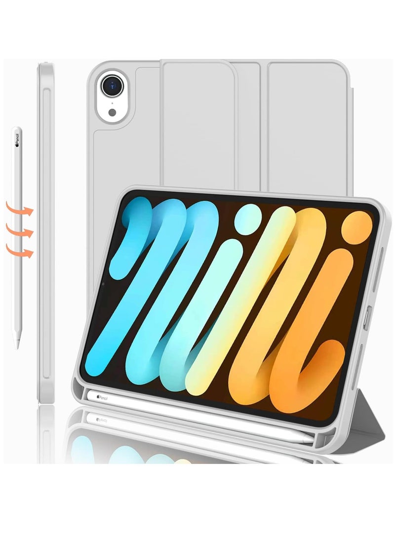 MIGOFAST New iPad Mini 6 Case 8.3 Inch 2021 6th Gen with Pencil Holder Trifold Stand Smart Case with Soft TPU Back Auto Wake Sleep - Image 1