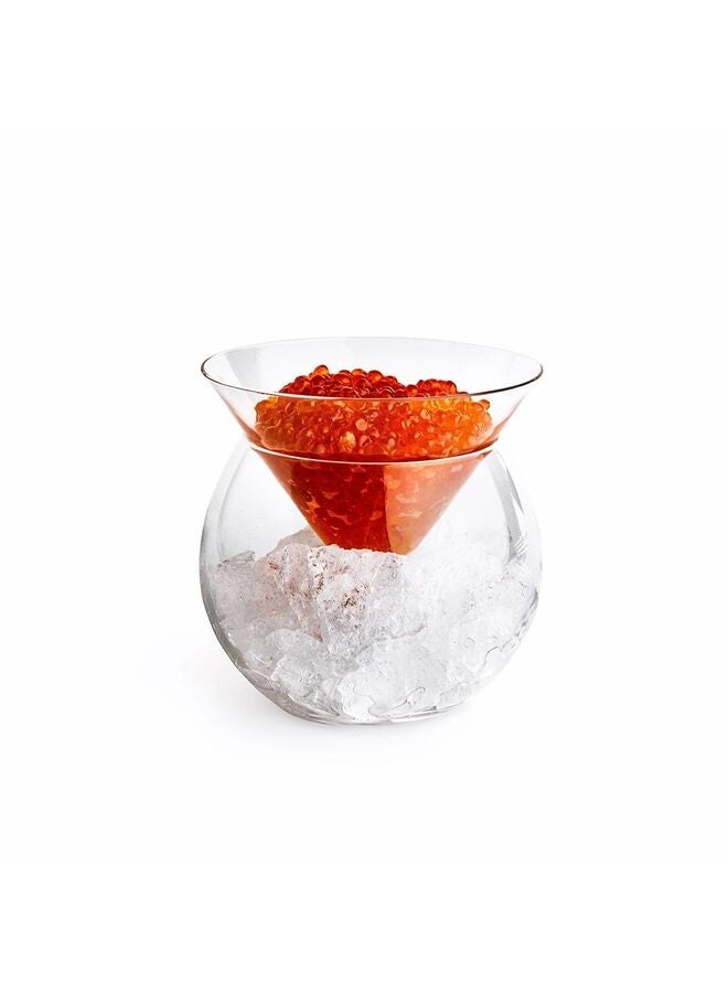 Glass Caviar Chiller Server Set, Serving Dish with Ice Holder, for Shrimp, Appetizers, Liquor, Martinis and Cocktails, Dishwasher Safe(210ML) - Image 1
