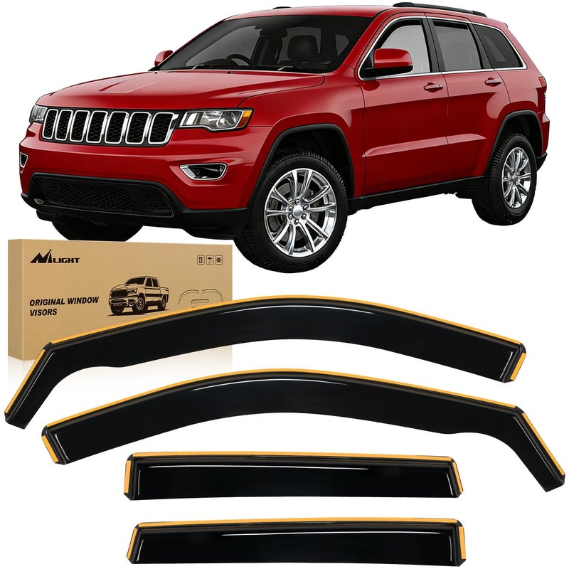 Nilight in Channel Rain Guards for Jeep Grand Cherokee 2011 2012 2013 2014 2015 2016 2017 2018 2019 2020 Vent Window Visors-4pcs - Image 1