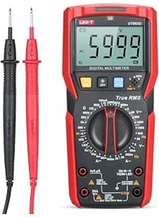 UNI-T UT89XD Digital Multimeter High Accuracy Handheld Mini Universal Meter 6000 Counts LCD Display True RMS Measure AC/DC Voltage Current Resistance Capacitance LED Test Frequency Diode Tester with