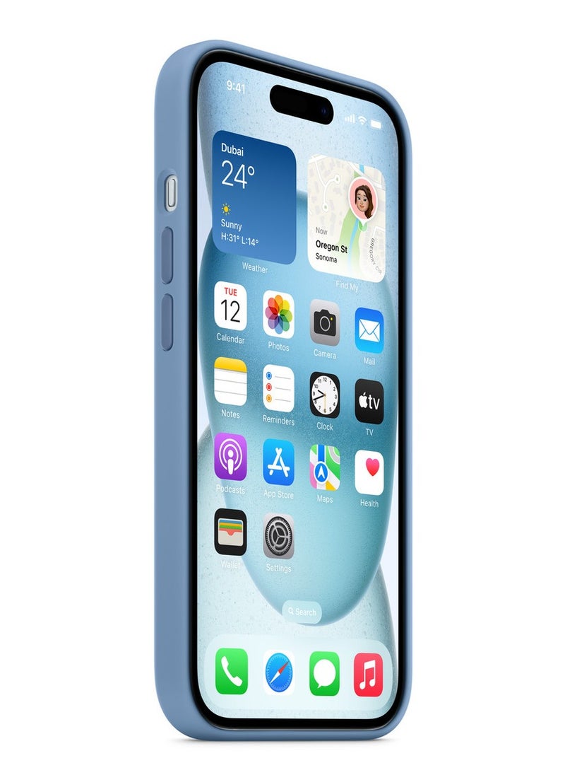 Silicone - iPhone 15 Silicone Case with MagSafe - Winter Blue - Image 1