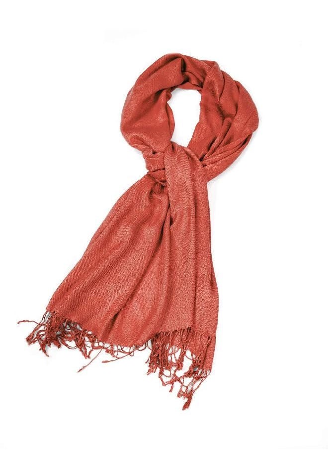 Sakkas Large Soft Silky Pashmina Shawl Wrap Scarf Stole in Solid Colors - Rust