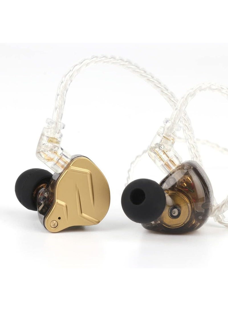 KZ ZSN PRO X Dual Driver 1BA+1DD Hybrid Metal Earphones HiFi in-Ear Monitor with Detachable Recessed 2Pin Cable, Zin Alloy Panel (With Mic, Gold) - Image 1