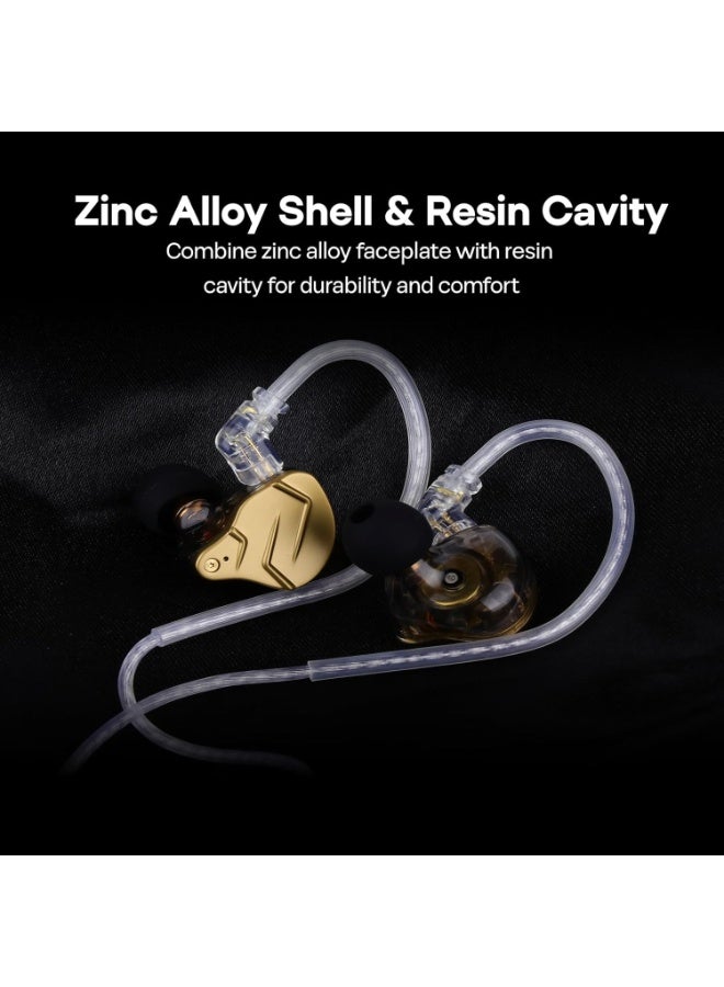 KZ ZSN PRO X Dual Driver 1BA+1DD Hybrid Metal Earphones HiFi in-Ear Monitor with Detachable Recessed 2Pin Cable, Zin Alloy Panel (With Mic, Gold) - Image 4