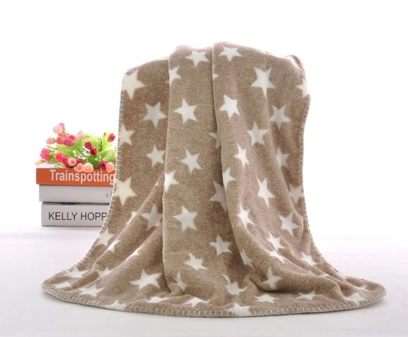 BRANDONN Supersoft Hooded and Printed Baby Fleece Blanket and Baby Bath Towel Beige and White, Pack of 2 - Image 3