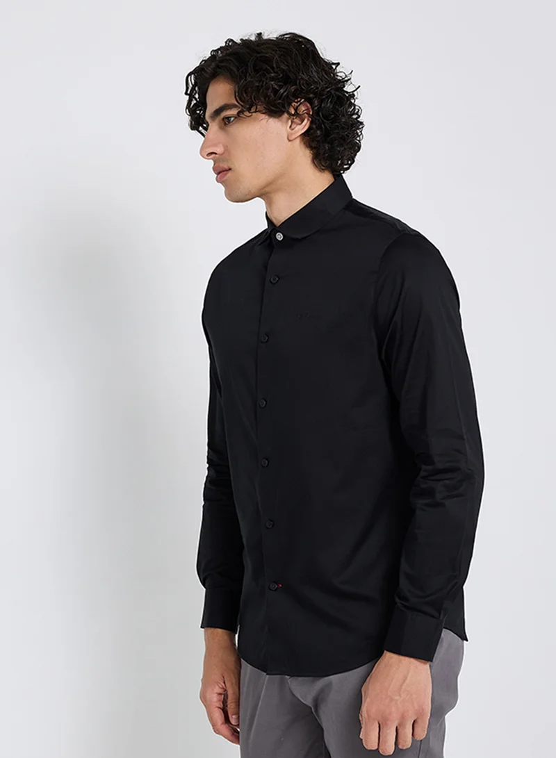 Ben Sherman Solid Cotton Long Sleeve Shirt