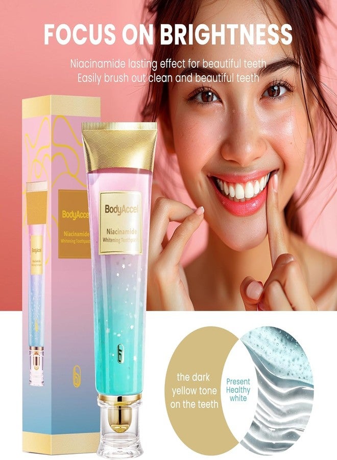 BodyAccel 3 Pack Niacinamide Whitening Toothpaste, BodyAccel Triple Whitening Niacinamide Toothpaste, Brightens and Whitens Teeth, Stain Removal Natural Gentle, Fresh Breath - Image 2
