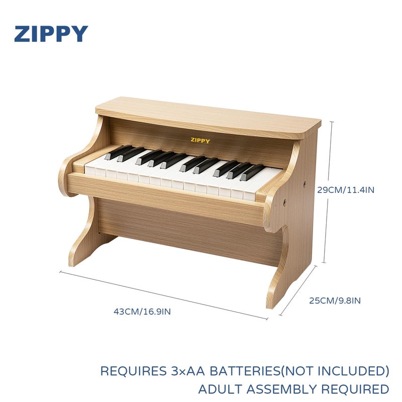 ZIPPY Kids Piano Keyboard, 25 Keys Digital Piano for Kids, Mini Music Educational Instrument Toy, Wood Toy for Toddlers Girls Boys (Oak) - Image 3
