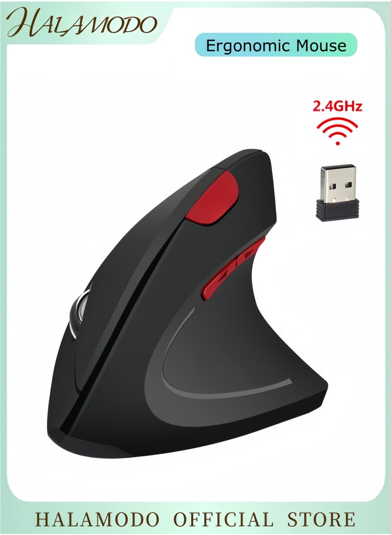 HALAMODO Ergonomic Mouse, Rechargeable Bluetooth Wireless Vertical Mouse, Connect 2 Devices Simultaneously, Silent Carpal Tunnel Mouse for Laptop, PC, MacBook, iPad  - Image 1