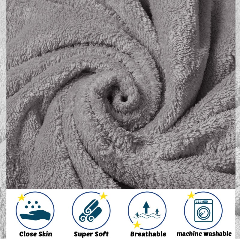 Chumia 6 Pack Baby Bath Towel Coral Fleece Soft Absorbent Newborn Hooded Towel for Kid 30 x 30 Inch Toddler Bath Blanket for Babies Infant Shower Gift(Gray) - Image 3
