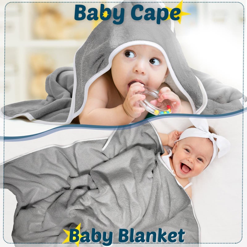 Chumia 6 Pack Baby Bath Towel Coral Fleece Soft Absorbent Newborn Hooded Towel for Kid 30 x 30 Inch Toddler Bath Blanket for Babies Infant Shower Gift(Gray) - Image 5