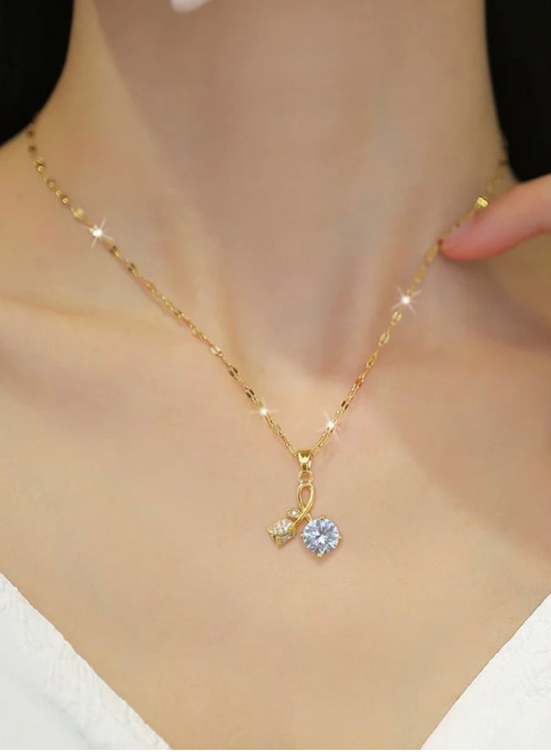 إليجانس سلسال نسائي عصري من الاستانلس ستيل مطلي باللون الذهبي - Image 2