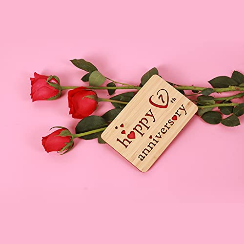 Della Stella Wooden 7th Anniversary Card,Handmade 7 Years Wedding Anniversary Greeting Cards,7th Copper anniversary card for Her,Him,Husband,Wife - Image 5
