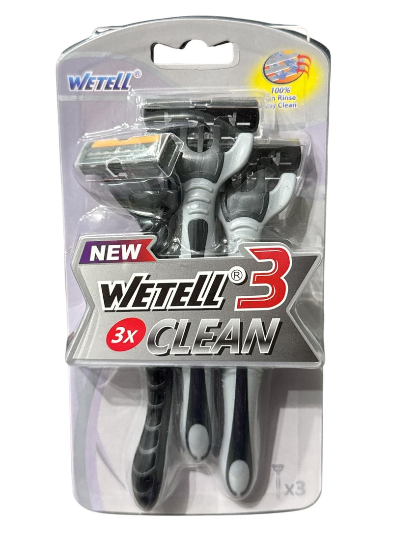 WETELL Men's 3-blade razor with a back edge for definition, a pivoting head for easier shaving and fewer cuts on the curves of the face, a soothing lubricating strip and a comfortable, non-slip handle for a smooth, close shave that lasts.  - Image 1