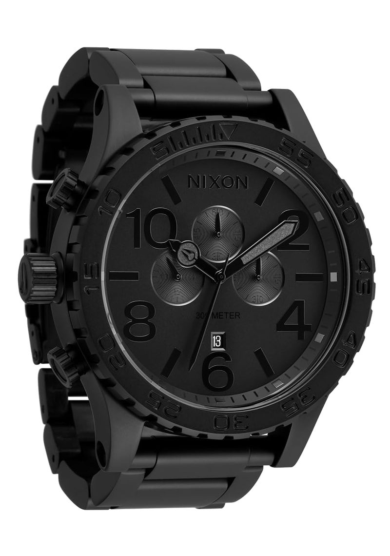 NIXON 51-30 Chrono A1389-300m Water Resistant Men's Analog Fashion Watch (51mm Watch Face, 25mm Stainless Steel Band) - All Matte Black/Black - Image 1