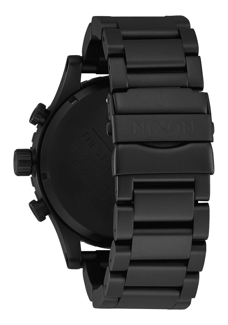 NIXON 51-30 Chrono A1389-300m Water Resistant Men's Analog Fashion Watch (51mm Watch Face, 25mm Stainless Steel Band) - All Matte Black/Black - Image 4