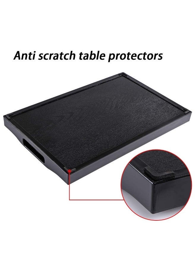 Large Serving Tray, Plastic Ottoman Tray with Cutout Handles, Rectangle Butler Tray for Breakfast in Bed, Coffee Table Decor, Party (Black) - Image 4