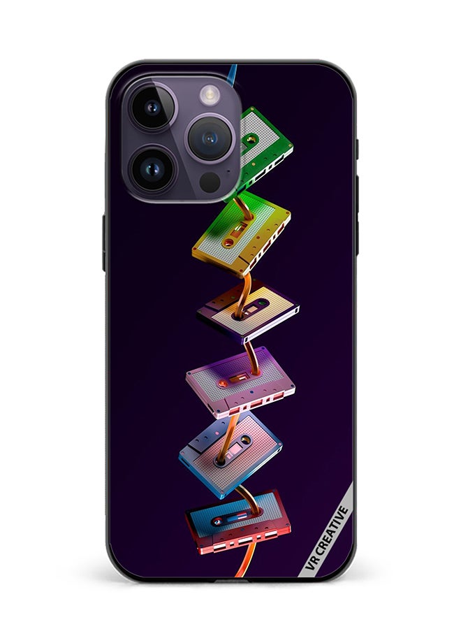 غطاء حماية لجهاز آبل آيفون 16 برو ماكس بتصميم شريط كاسيت متعدد الألوان