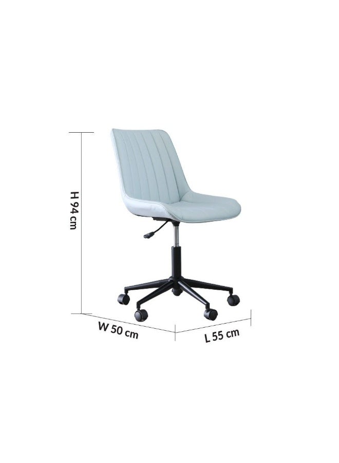 DANUBE HOME Corinna Office Chair Mid Back Ergonomic Gaming Chair Modern Home Desk Computer Chair 360° Swivel Office Chairs Adjustable Lumbar Support L 53 x W 61 x H 81 93 cm Light Blue - Image 5