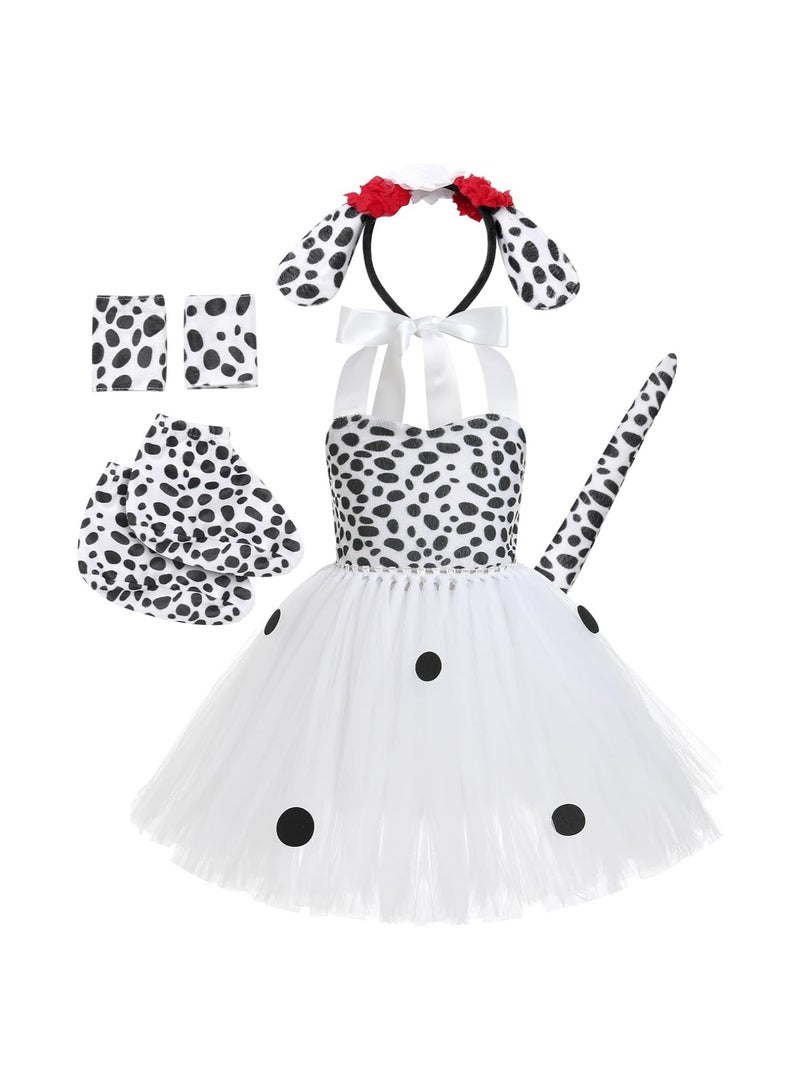 SOLARAE Girls Jungle Animal Leopard Tutu Dress, Handmade Cosplay Costume for Kids, Perfect for Halloween, Birthday Parties, and Carnivals (Size 3-4T) - Adorable Puppy Theme Outfit for Toddlers. - Image 1