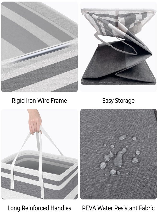 HomeHacks سلة غسيل كبيرة من هوم هاكس، عبوة واحدة، مقاومة للماء، سلة غسيل قائمة بذاتها، سلة ملابس طويلة قابلة للطي بمقابض ممتدة للملابس والألعاب في السكن الجامعي وللعائلة - (رمادي متدرج، 75 لترًا) - Image 2