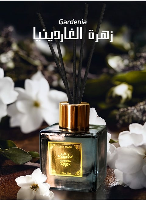معطر منزل فاخر، اعواد تعطير، برائحة زهرة الغاردينيا (زهور البهجة العطرية) ، 50 مل