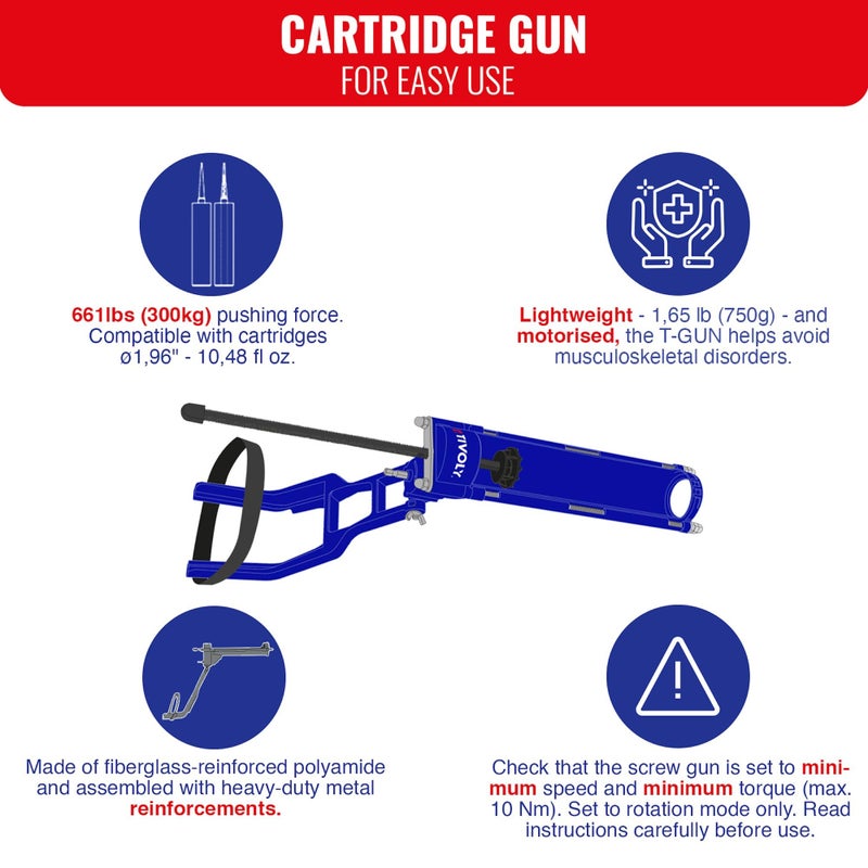 TIVOLY - T-Gun F300 Cartridge Caulking Gun - for Cordless Drill and Screwdriver- for Ã˜ 1,96" - 10,48 fl oz cartridges - Image 5