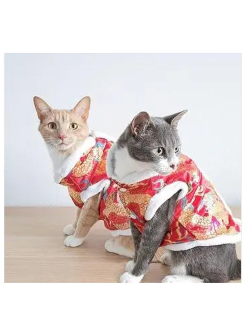 A.M Winter Warm Thickened Chinese Dragon Printed Pet Vest Clothes For Dogs And Cats, Suitable For Small, Medium And Large Dogs, Bulldogs, New Year's Costume - Image 1