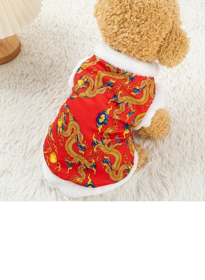 A.M Winter Warm Thickened Chinese Dragon Printed Pet Vest Clothes For Dogs And Cats, Suitable For Small, Medium And Large Dogs, Bulldogs, New Year's Costume - Image 3