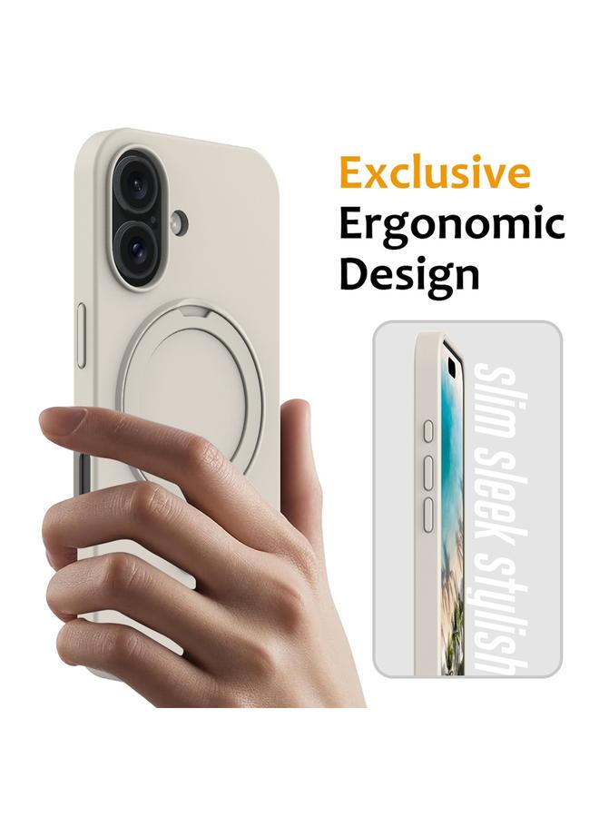 S-TOP Case For iPhone 16 Liquid Silicone MagSafe Magnetic Phone Case with Ring Holder - Image 2