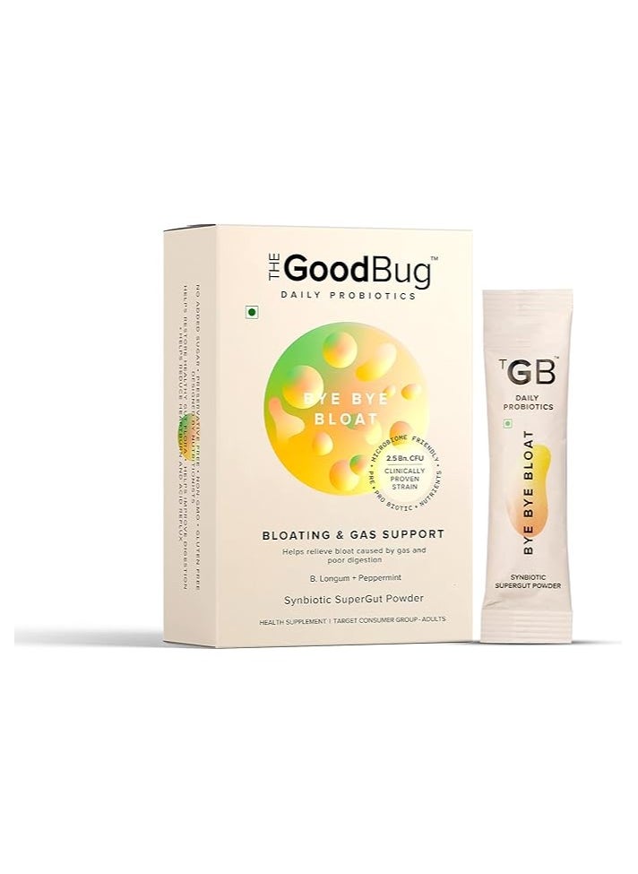 The Good Bug - The Good Bug Byebye Bloat Supergut Powder For Healthy Digestion | Pre & Probiotic Supplement That Helps With Bloating, Gas & Heartburn | 2.5 Billion Cfu Of Clinically Proven Strain | 30 Days Pack - Image 1